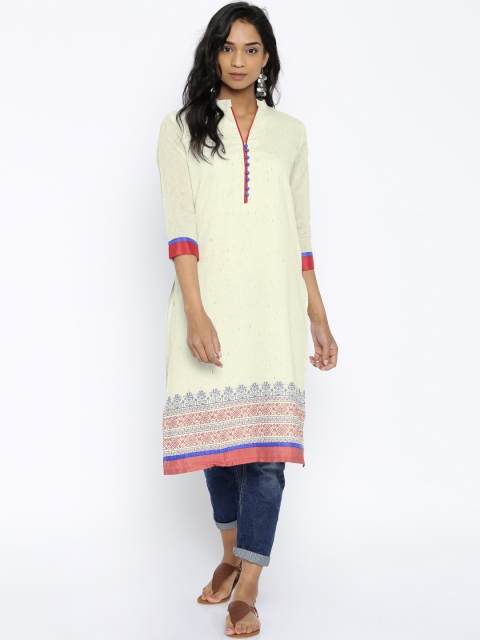 

Soch Outlet Women Off-White Woven Straight Kurta