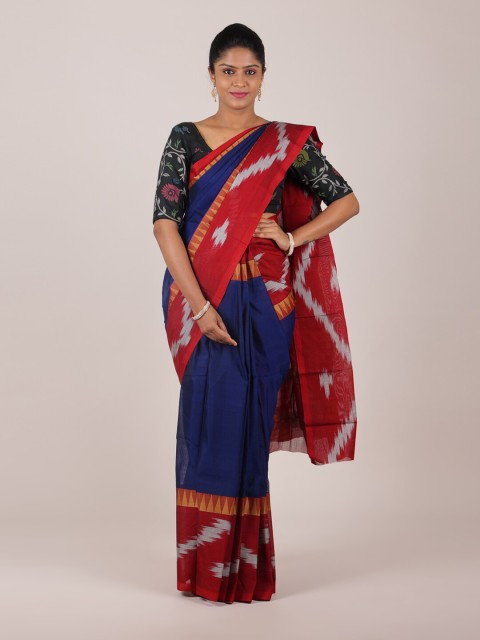 

Pothys Blue & Red Ethnic Motifs Zari Saree