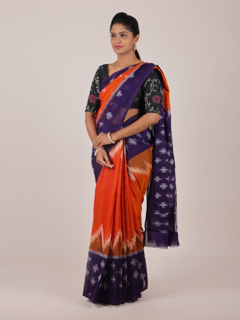

Pothys Orange & Blue Printed Saree