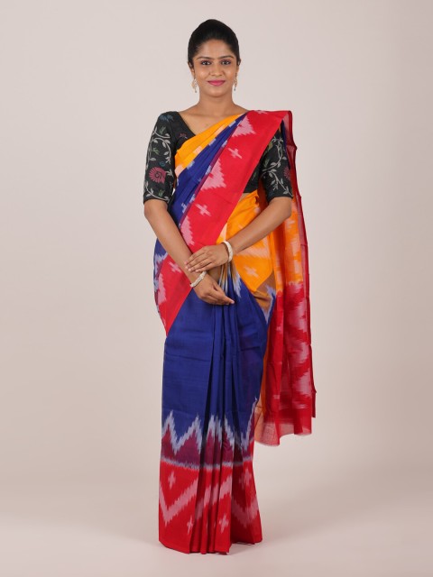 

Pothys Blue & Yellow Printed Saree