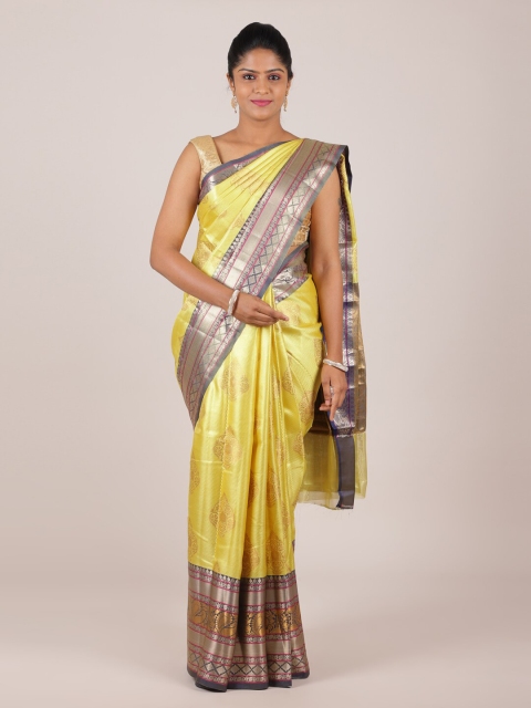 

Pothys Yellow & Grey Ethnic Motifs Zari Saree