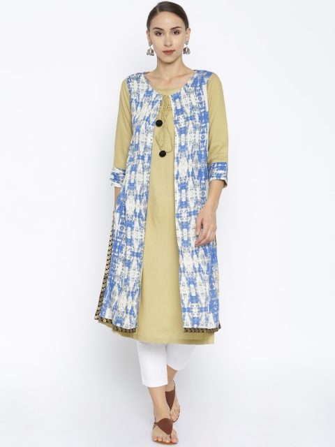 

Soch Women Beige Printed Layered Kurta
