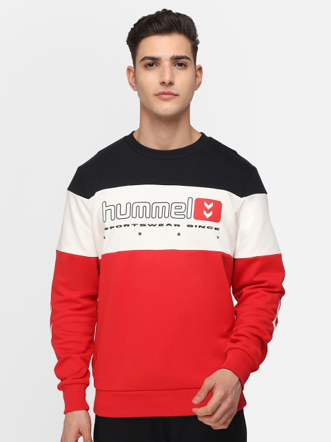 

hummel Men Red & Black Colourblocked Pure Cotton Sweatshirt