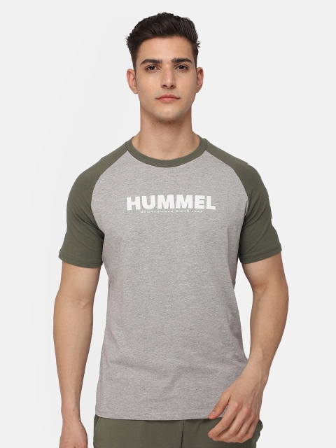 

hummel Men Green Typography Printed Drop-Shoulder Sleeves Regular-Fit T-shirt