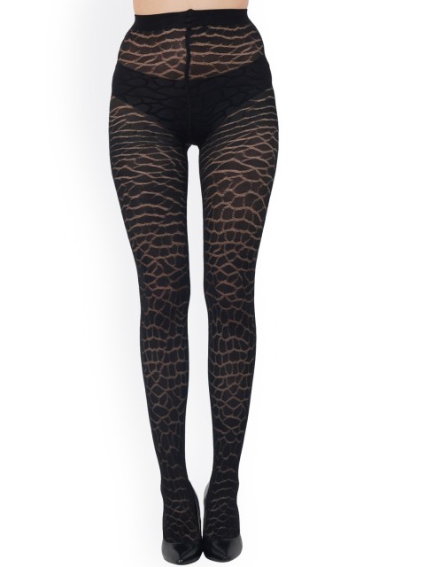 

N2S NEXT2SKIN Women Black Patterned Pantyhose Stockings