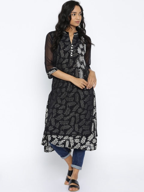 

Soch Outlet Women Black Printed Layered Kurta