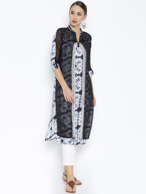 

Soch Outlet Women White and Black Layered Kurta