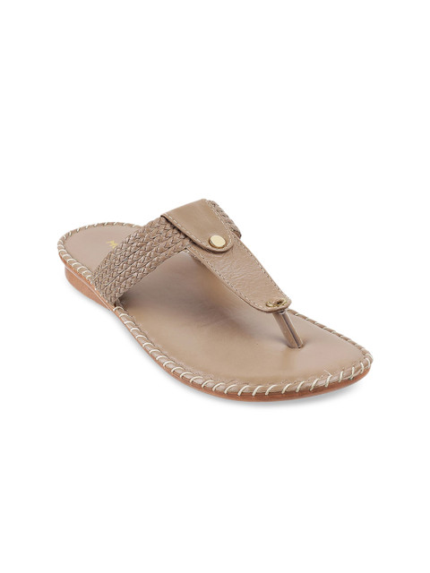 

Mochi Women Beige Embellished T-Strap Flats