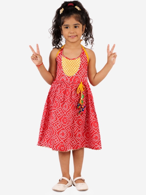 

KID1 Red Ethnic Motifs Halter Neck Ethnic Dress