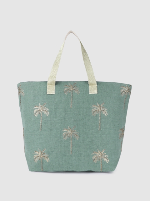 

Accessorize Green Paradise Palm Embroidered Handheld Bag