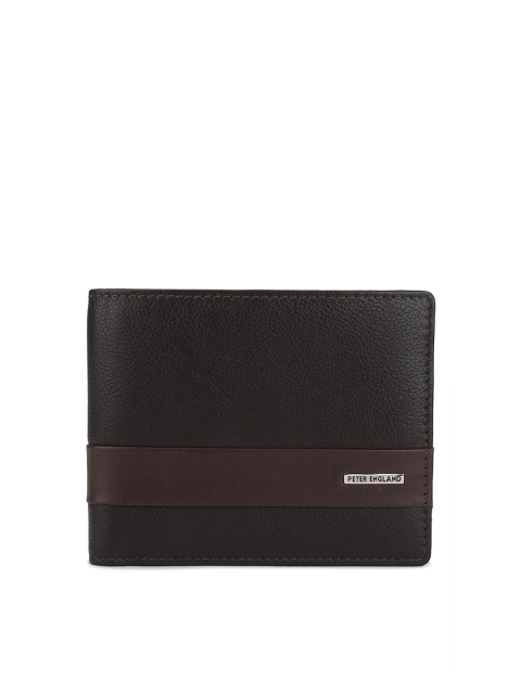 

Peter England Men Black & Brown Colourblocked Leather Two Fold Wallet