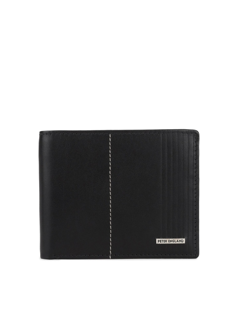 

Peter England Men Black Leather Two Fold Wallet