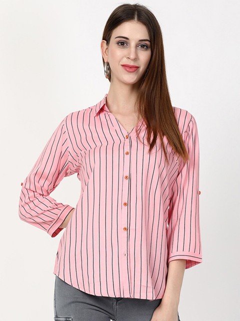 

V2 Value & Variety Pink Striped Casual Shirt
