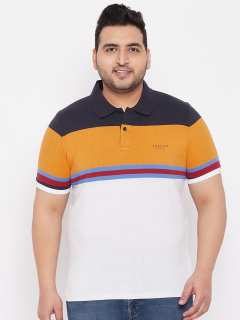 

AUSTIVO Men Multicoloured Colourblocked Polo Collar Applique T-shirt, Multi