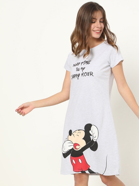 

Bewakoof Grey Pure Cotton Mickey Mouse Printed T-shirt Dress
