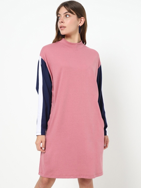 

Bewakoof Purple Colourblocked T-shirt Dress