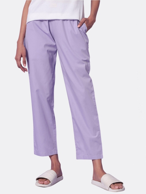 

Bewakoof Women Purple Solid Cotton Lounge Pant