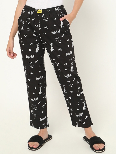 

Bewakoof Women Black Printed Cotton Lounge Pants