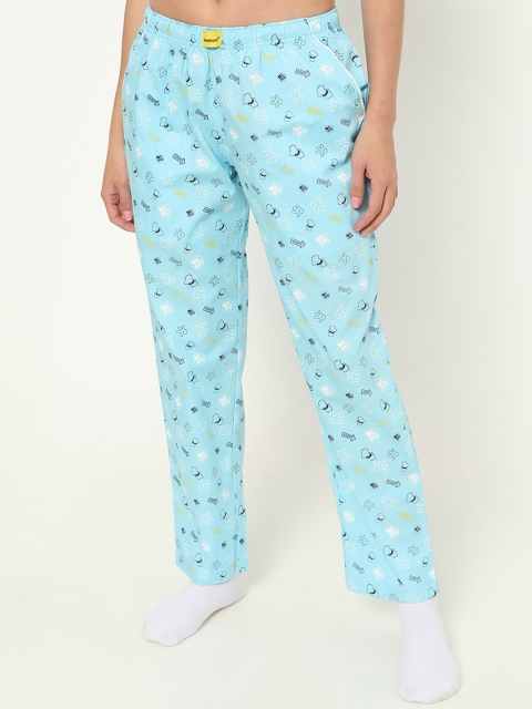 

Bewakoof Women Blue Cotton Printed Lounge Pants