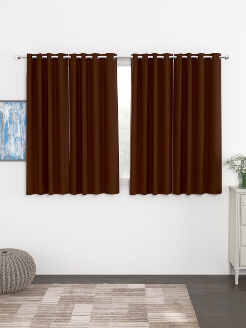 

Story@home Brown Set of 4 Black Out Window Curtain