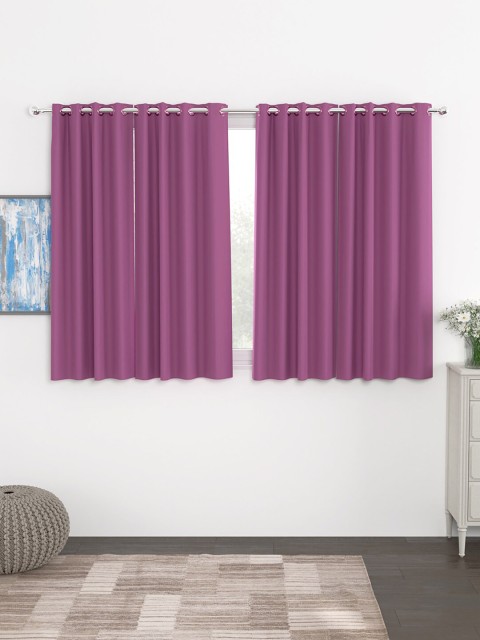 

Story@home Set of 4 Purple Solid 300GSM Black Out Window Curtain