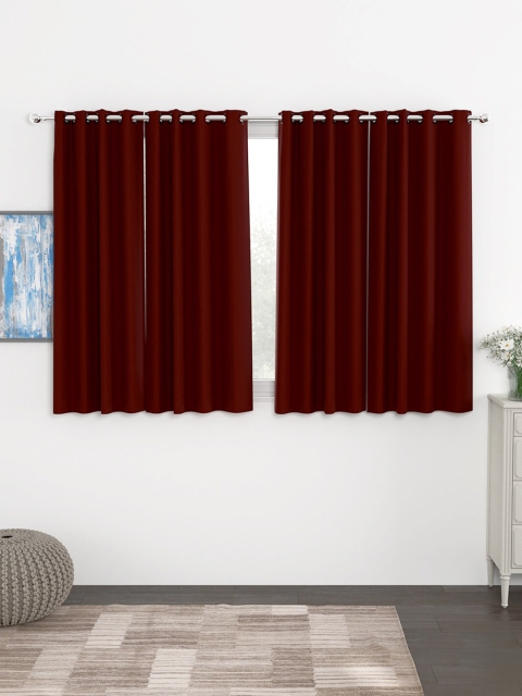

Story@home Maroon Set of 4 Black Out Window Curtain