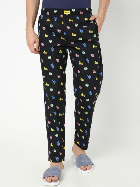 

Bewakoof Men Black Conversational Print Lounge Pants