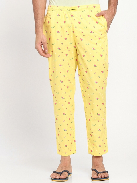 

Bewakoof Men Yellow Printed Lounge Pants