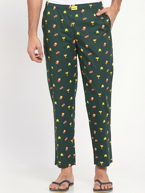 

Bewakoof Men Green Printed Cotton Lounge Pants