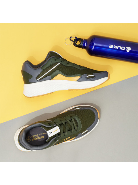 

Duke Men Olive Green Mesh Running Shoes