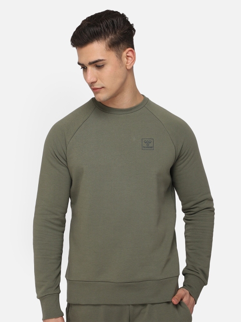

hummel Men Olive Green Cotton Sweatshirt