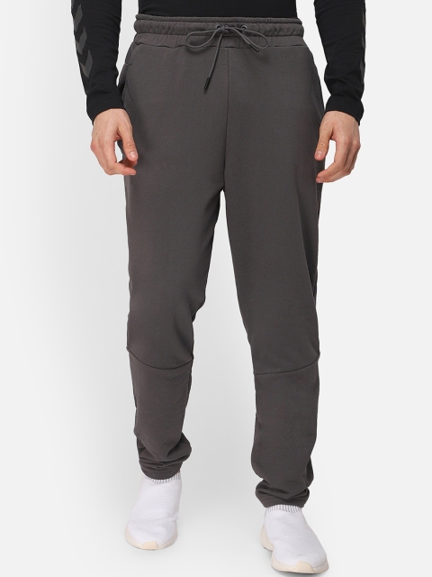 

hummel Men Grey Solid Regular Fit Cotton Track Pants