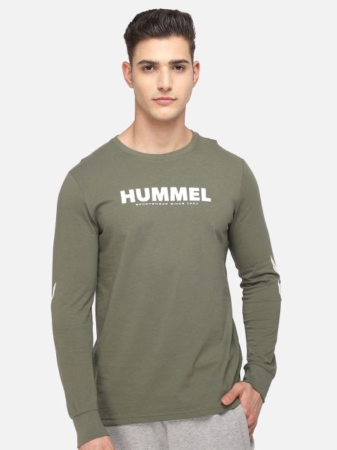 

hummel Men Olive Green Printed T-shirt