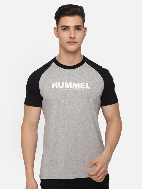 

hummel Men Grey Typography Printed Drop-Shoulder Sleeves Applique T-shirt
