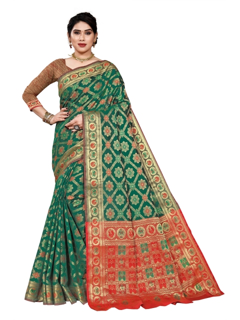 

Viva N Diva Green & Red Woven Design Saree