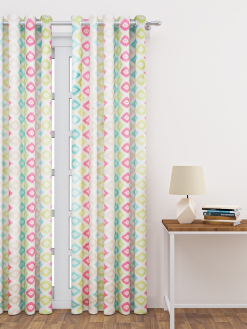 

HAPPY HUES Multicoloured Geometric Long Door Curtain, Multi