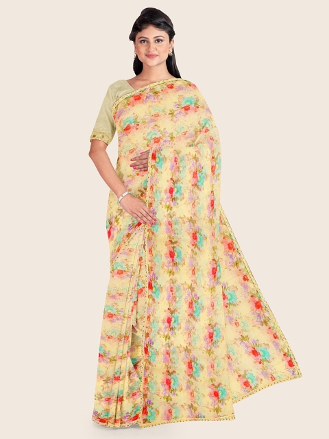 

Pothys Yellow & Red Floral Saree