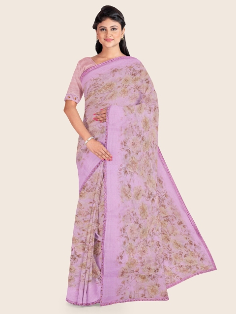 

Pothys Lavender Floral Zari Saree