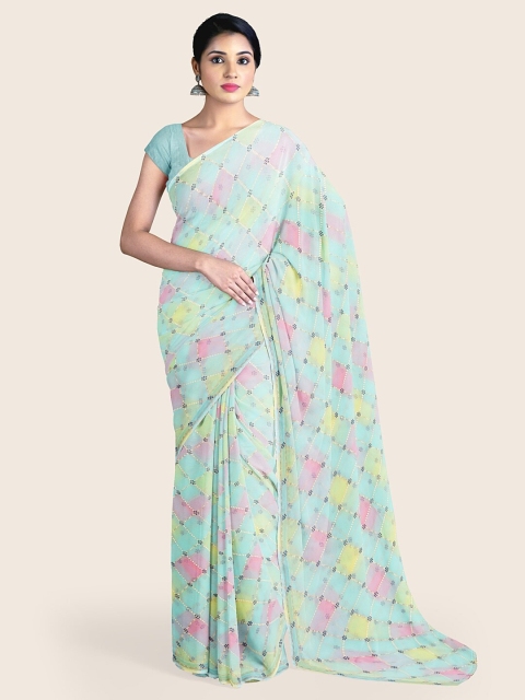 

Pothys Blue & Pink Printed Saree