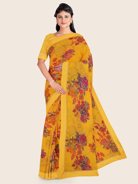 

Pothys Yellow & Red Floral Saree