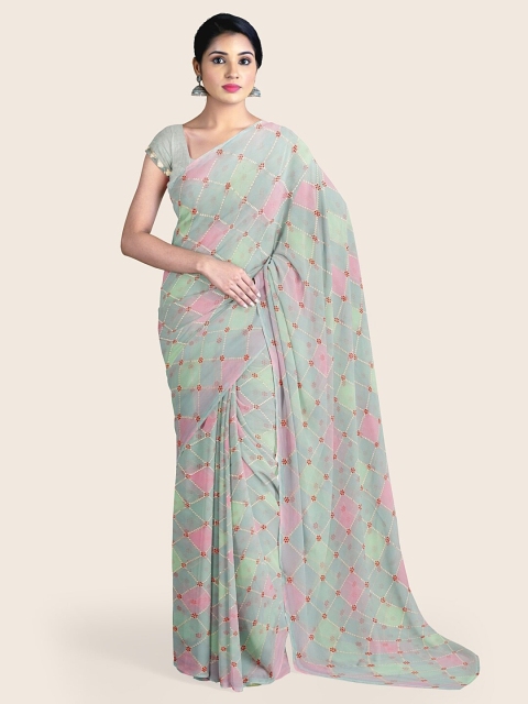

Pothys Multicoloured Printed Poly Chiffon Saree, Multi