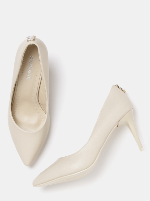 

DressBerry Women Cream-Coloured Solid Pumps