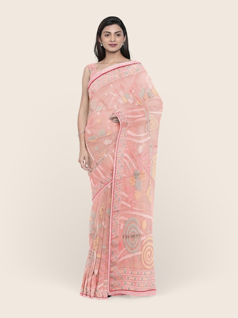 

Pothys Mauve Floral Printed Poly Chiffon Saree