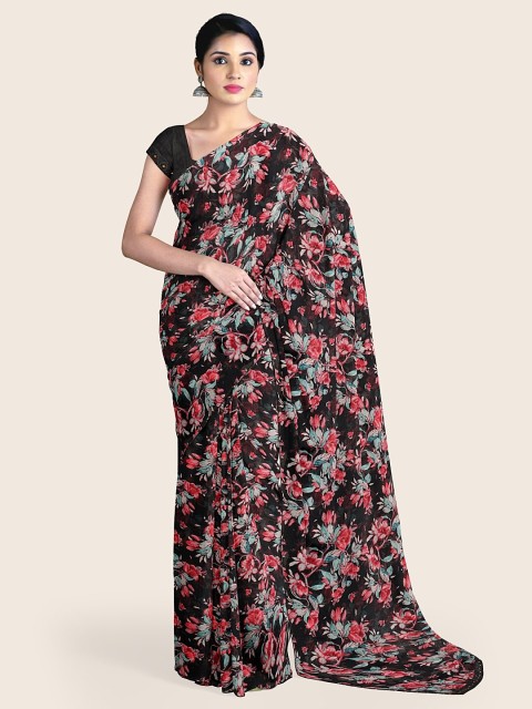 

Pothys Black & Grey Floral Saree
