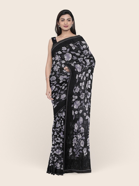 

Pothys Black & Grey Floral Saree