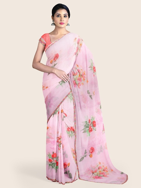 

Pothys Pink & Red Floral Saree