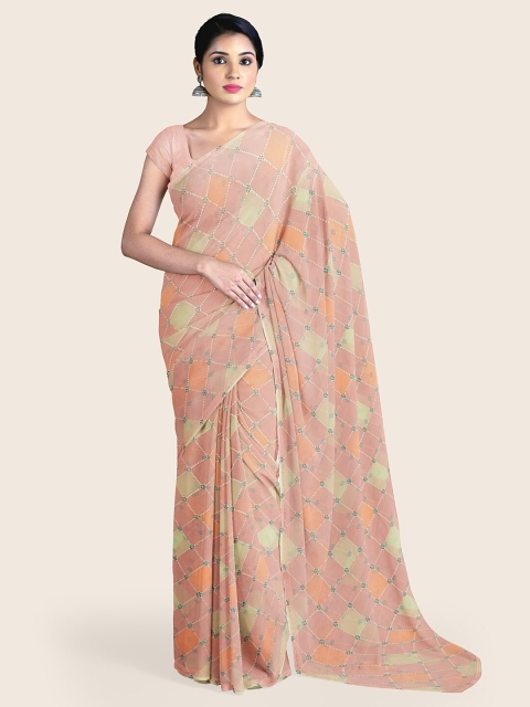 

Pothys Woman Pink & Green Saree