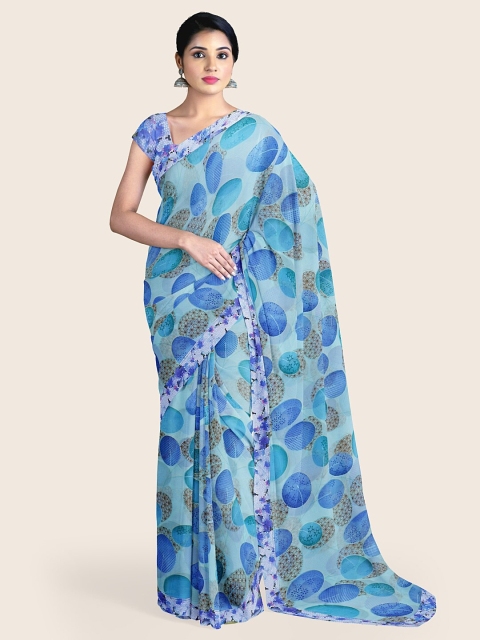

Pothys Blue & Brown Floral Printed Saree