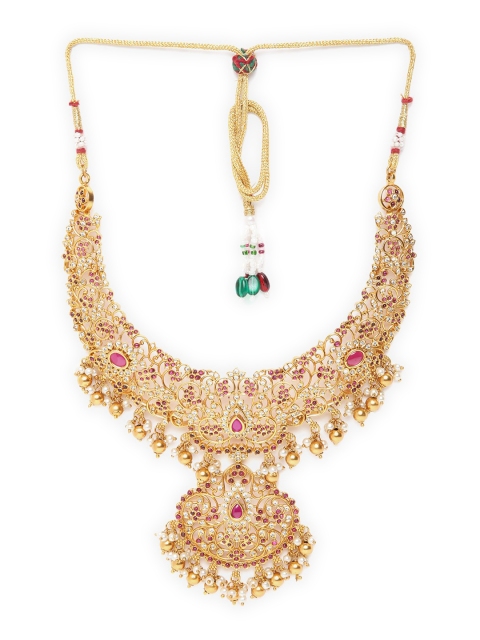 

GRIIHAM Pink Gold-Plated AD Stone Studded Jewellery Set