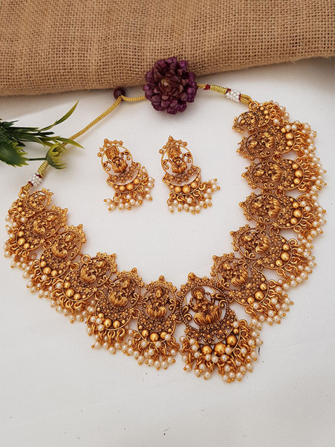 

GRIIHAM Gold-Plated White Beaded Jewellery Set